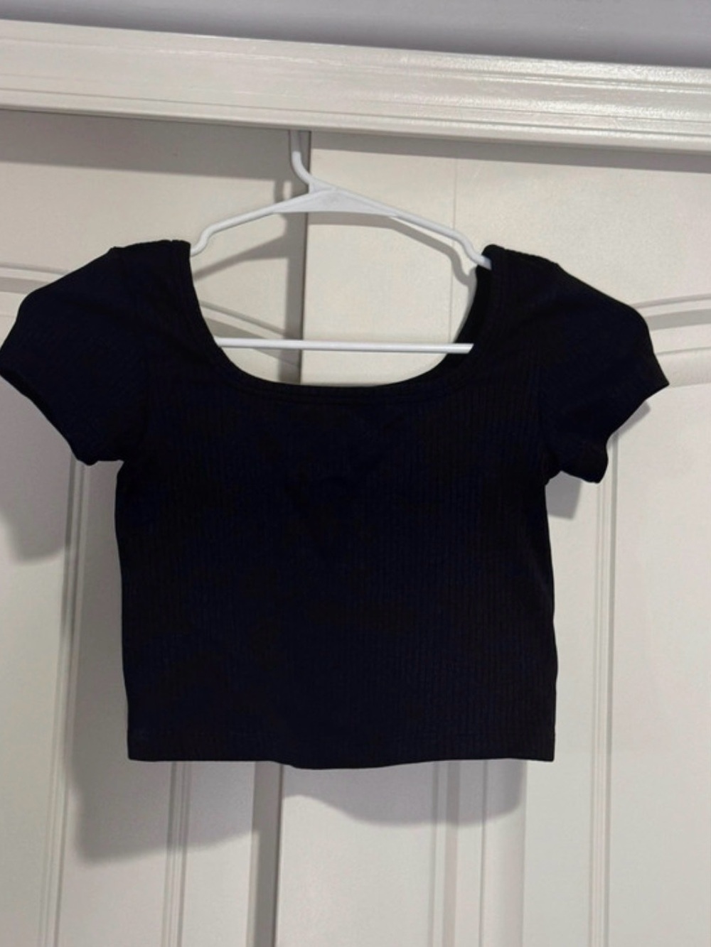 PINK Victoria's Secret Black Ribbed Scoop Crop Top XS
